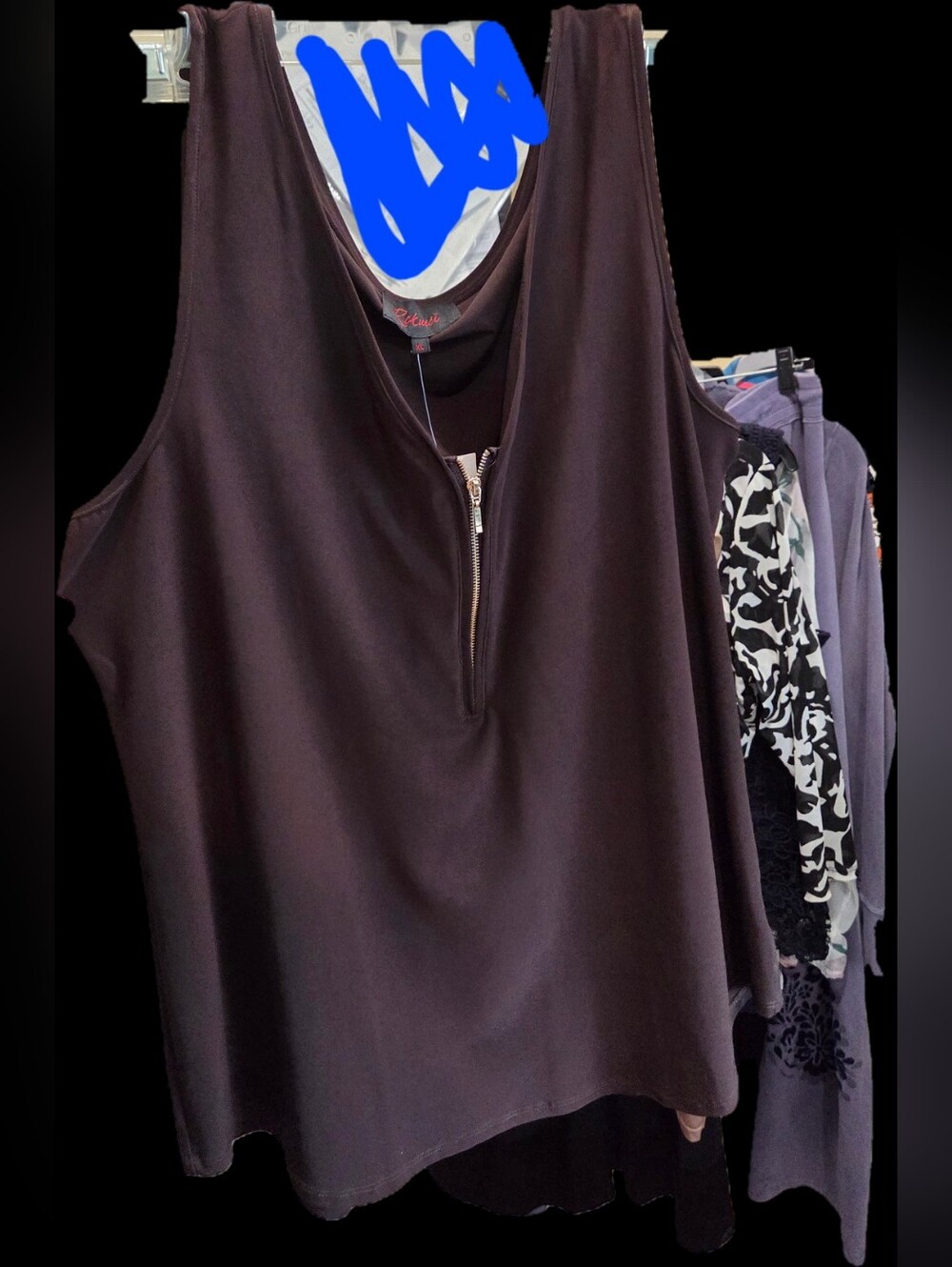 Women’s Brown Zip-Front Tank Top